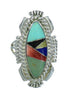 Genuine Sterling Silver Multicolor Inlay Southwest Ring Size 6-3/4 RX86817